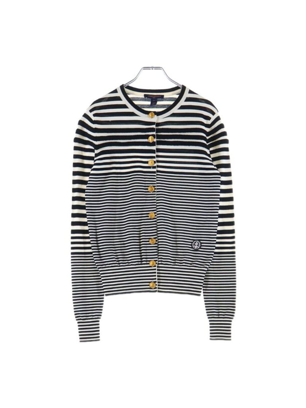 Louis Vuitton Border Cardigan Pattern Long Sleeve Sweater Gold Button Black
